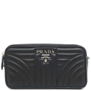 プラダ PRADA ショルダーバッグ ナッパレザー ミニショルダー レザー ブラック シルバー金具 チェーンショルダー 黒 1DH010 【保存袋】 【中古】