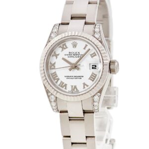 ロレックス ROLEX デイトジャスト 26 179239 K番 K18WG無垢 純正ダイヤ ローマン 白 レディース 腕時計自動巻き ホワイト 【中古】中古美品