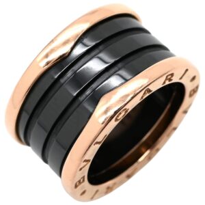 ブルガリ BVLGARI リング 指輪 ビーゼロワン B-zero1 4バンド ピンクゴールド×ブラック #49 黒 Au750 18K 18金 9号 【中古】中古美品