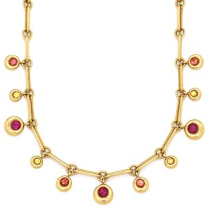 ショーメ CHAUMET ネックレス アノー ルビー サファイア レッド×オレンジ×イエロー×イエローゴールド 18K 18金 750 【中古】