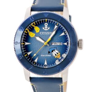 シチズン CITIZEN エコドライブ ドナルド ダック AW0075-06W 未使用 ブルー ディズニー コラボ デイデイト メンズ 腕時計クオーツ ブルー 【中古】