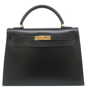 エルメス HERMES 2WAYバッグ ケリー 32 外縫い ボックスカーフ ブラック ゴールド金具 黒 ハンドバッグ ショルダー 〇Z刻印 【保存袋】 【中古】