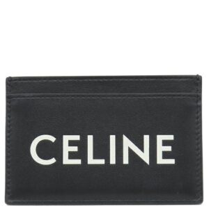 セリーヌ CELINE カードケース ロゴ カードホルダー レザー ブラック 黒 10B703DMF 【中古】