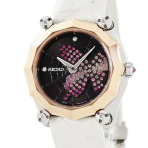 セイコー SEIKO レディガランテ STLL004 8L38-00L0 K18PG×SS コンビ 純正ダイヤ ルビー スワロフスキー レディース 腕時計自動巻き ブラック 【中古】中古美品
