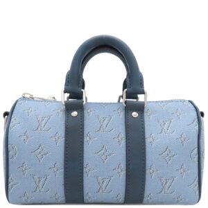 ルイヴィトン LOUIS VUITTON 2WAYバッグ キーポル バンドリエール25 モノグラムヘリテージ キャンバス ブルー シルバー金具 青 ショルダー M14681 RFID 【保存袋】 【中古】