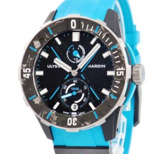 ユリスナルダン ULYSSE NARDIN ダイバー ネット アズール 1183-170-2B/3A カーボン ダブルエックス X ラウンド メンズ 腕時計自動巻き ブラック 【中古】