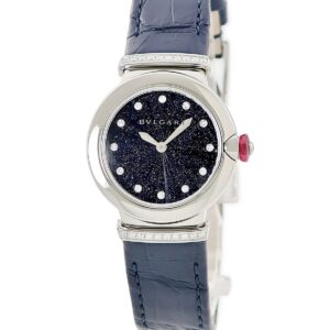 ブルガリ BVLGARI ルチェア 103617 LU28S 純正ダイヤ ブルー アベンチュリン マルケトリ レディース 腕時計クオーツ ブルー 【中古】