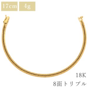喜平 KIHEI ブレスレット K18 18金 17.1cm 4.8g 8面トリプル K18YG イエローゴールド 造幣局検定マーク ショッピングローン対応していません 【中古】