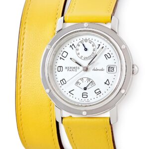 エルメス HERMES クリッパー GMT パワーリザーブ CL5.710 ドゥブルトゥール ホワイト アラビア デイト メンズ 腕時計自動巻き ホワイト 【中古】中古美品