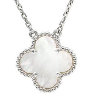 ヴァンクリーフアーペル Van Cleef & Arpels ネックレス ヴィンテージ アルハンブラ パールホワイトXホワイトゴールド シェル Au750 VCARF48700 【保存袋】 【中古】