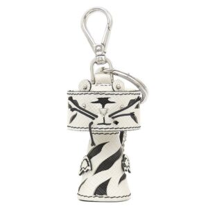 プラダ PRADA キーホルダー ホワイトタイガー キーホルダー レザー ホワイト×ブラック シルバー金具 白 黒 トラ アニマル チャーム 1TL004 【箱】 【中古】中古美品