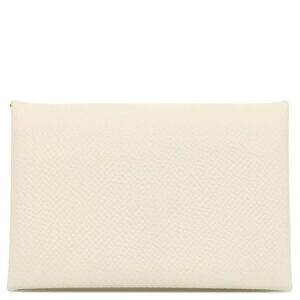 エルメス HERMES カードケース カルヴィ ヴォーエプソン ナタ シルバー金具 アイボリー 二つ折り Z刻印 【箱】 【中古】