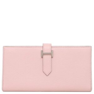 エルメス HERMES 長財布 ベアンスフレ シェーブル ローズサクラ シルバー金具 二つ折り財布 D 【箱】 【中古】