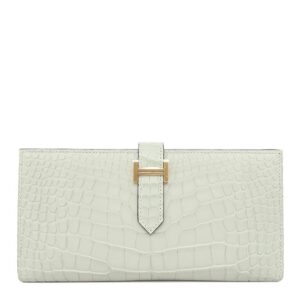 エルメス HERMES 長財布 ベアンスフレ アリゲーターマット グリネヴェ ゴールド金具 新品 未使用 二つ折財布 クロコ 新刻印 K刻印（2025年製） 【箱】 【中古】未使用保管品