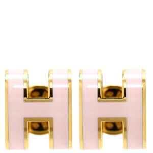 エルメス HERMES ピアス ポップアッシュ Hピアス ミニ GP エナメル ローズドラジェ×ゴールド PG金具 Hモチーフ RG PG ピンク 【箱】 【中古】未使用保管品