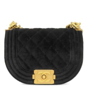 シャネル CHANEL ショルダーバッグ ハーフムーン ベルベット ブラック ゴールド金具 チェーンバッグ ランダムシリアル 【箱】 【中古】中古美品