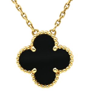 ヴァンクリーフアーペル Van Cleef & Arpels ネックレス ヴィンテージ アルハンブラ ペンダント ブラック×イエローゴールド Au750 18K 黒 オニキス VCARA45800 【中古】中古美品