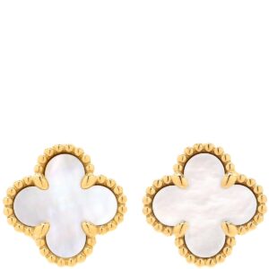 ヴァンクリーフアーペル Van Cleef & Arpels ピアス スウィート アルハンブラ パールホワイト×イエローゴールド 750 18K 18金 マザーオブパール VCARA44800 【中古】中古美品