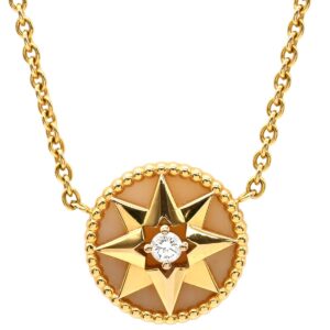 クリスチャン・ディオール Christian Dior ネックレス ローズ デ ヴァン イエローゴールド 750 Rose des Vents メダリオン ダイヤ1粒 【中古】