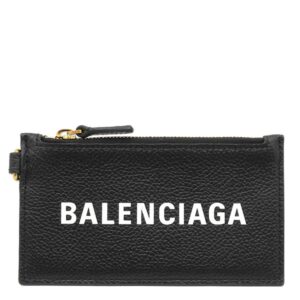 バレンシアガ BALENCIAGA コインケース ロゴ フラグメントケース レザー ブラック ゴールド金具 黒 ネックポーチ カードケース 594548 【箱】 【中古】中古美品