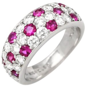 ミキモト MIKIMOTO リング 指輪 ルビー ダイヤモンド レッド×ホワイトゴールド MIKIMOTO 赤 レッド Au750 18K 18金 パヴェ ワイド 幅広 8.5号 【中古】中古美品