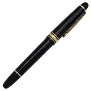 モンブラン Montblanc 万年筆 マイスターシュテュック ゴールド クラシック メタル プレシャスレジン K14(ペン先) ブラック×ゴールド F インク切れ コンバーター・カートリッジ両用式 106513 【ケース】 【中古】