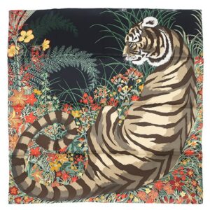 エルメス HERMES スカーフ カレ70 シルク ブラック×ベージュ×コライユ 新品 未使用 【TYGER TYGER /タイガー タイガー】 H984285S 【箱】 【中古】未使用保管品