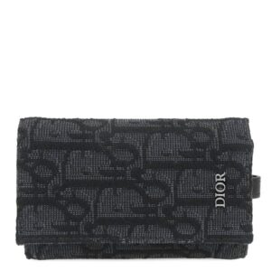 クリスチャン・ディオール Christian Dior キーケース ディオール オブリーク ジャカード コットンキャンバス カーフ ブラック ガンメタル金具 6連 6本 2ESKH281YSE_H03E 【箱】 【中古】未使用保管品