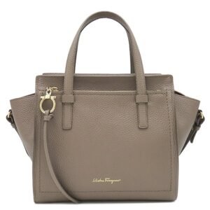 サルヴァトーレ・フェラガモ Salvatore Ferragamo 2WAYバッグ エイミー レザー キャラウェイシード ゴールド金具 グレージュ AMY ガンチーニ 21F478 【中古】新品同様品