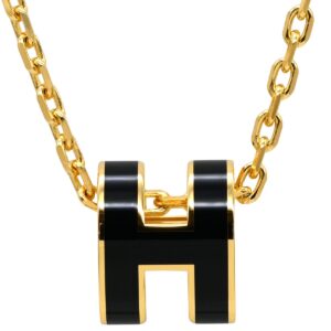 エルメス HERMES ネックレス ポップアッシュ ミニ ペンダント GP ラッカー ブラック×ゴールド 新品 未使用 Hモチーフ 【箱】 【中古】未使用保管品