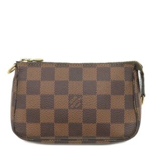 【★3％OFFクーポン】ルイヴィトン LOUIS VUITTON アクセサリーポーチ ミニ ポシェット アクセソワール ダミエキャンバス ダミエエベヌ ゴールド金具 茶 ポーチ N58009 SF2155 【中古】中古美品