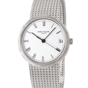 パテックフィリップ PATEK PHILIPPE カラトラバ 3802/205 OH済 K18WG無垢 ホワイト デイト ローマン ヴィンテージ メンズ 腕時計自動巻き ホワイト 【中古】中古美品