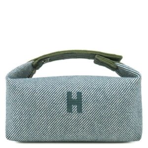 エルメス HERMES ポーチ ブリッド ア ブラック PM ウール ブルーアビス シルバー金具 青 ハンドバッグ バニティバッグ 【中古】