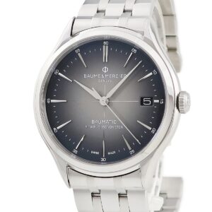 ボーム&メルシエ BAUME&MERCIER クリフトン ボーマティック COSC M0A10551 グレー グラデーション デイト メンズ 腕時計自動巻き グレー 【中古】