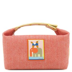 エルメス HERMES ポーチ ブリッド ア ブラック アニモー ブロック トワルシェブロン テュイル シルバー金具 バニティ ゾウ ウマ 【中古】未使用保管品