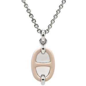 エルメス HERMES ネックレス ミニマイヨン PM ペンダント メタル エナメル マロングラッセ×シルバー シェーヌダンクル H100053FP55 【箱】 【中古】未使用保管品