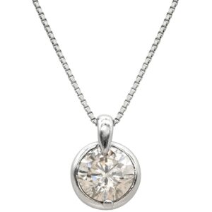 ネックレス ソリティア ダイヤモンド 1.12ct プラチナシルバー プラチナ Pt900 大粒 1P 1石 1粒 ラウンド ベゼルセッティング 【中古】中古品