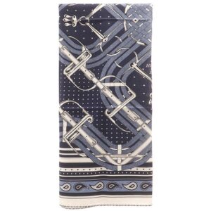 エルメス HERMES ストール カレ140 カレジェアン カシミヤ シルク ブルーマリン×ホワイト×ブルージーン 新品 未使用 【馬銜 バンダナ】 【箱】 【中古】未使用保管品