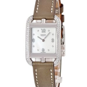 エルメス HERMES ケープコッド PM CC1.232 CC1.232.290/SW18-I 純正ダイヤ ホワイト シェル スクエア レディース 腕時計クオーツ ホワイト 【中古】中古美品