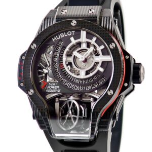 ウブロ HUBLOT MP-09 トゥールビヨン バイ-アクシス 3Dカーボン 909.QD.1120.RX OH済 スケルトン 黒 限定 メンズ 腕時計手巻き ブラック 【中古】