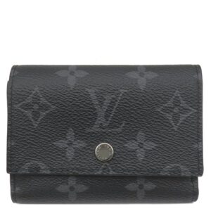 ルイヴィトン LOUIS VUITTON 三つ折り財布 ヴィクター ウォレット レザー モノグラムエクリプス モノグラムエクリプス シルバー金具 黒 コンパクトウォレット M12598 RFID 【箱】 【中古】