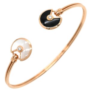 カルティエ Cartier ブレスレット アミュレット ホワイト×ブラック×ピンクゴールド #16 黒 白 オニキス シェル 750 18金 2Pダイヤ 【保証書】 【中古】中古美品