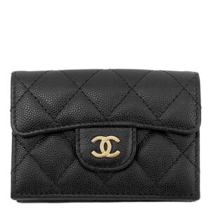 シャネル CHANEL 三つ折り財布 マトラッセ コンパクトウォレット キャビアスキン ブラック ゴールド金具 ココマーク ミニ財布 AP0230 31****** 【箱】 【中古】新品同様品