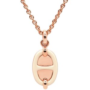エルメス HERMES ネックレス ミニマイヨン PM ペンダント GP エナメル ホワイト ローズゴールド金具 白 PG金具 シェーヌダンクルモチーフ 新品 未使用 【箱】 【中古】未使用保管品