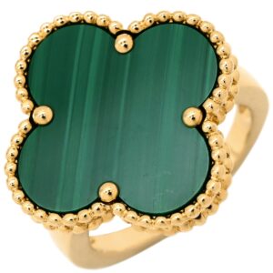 ヴァンクリーフアーペル Van Cleef & Arpels リング 指輪 マジック アルハンブラ グリーン×イエローゴールド #52(JP12) Au750 18金 マラカイト 12号 【中古】中古美品