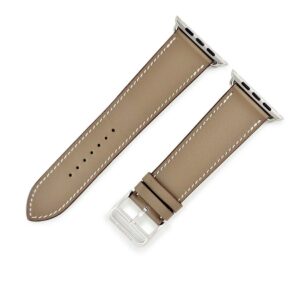 エルメス HERMES 腕時計パーツ 純正 アップルウォッチ 44 45 46 49 mm用 レザー ステンレススチール グレージュ 新品未使用 ベルト グレージュ 35ｍｍ 尾錠付き 【中古】新品同様品