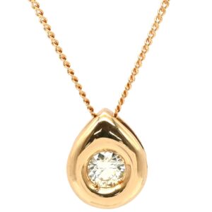 ネックレス ダイヤモンド 0.22ct ペンダント ピンクゴールド 750 18K 1粒 1石 ブリリアントカット 【中古】中古美品