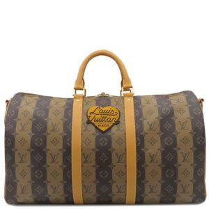 ルイヴィトン LOUIS VUITTON ボストンバッグ キーポル バンドリエール 50 モノグラムキャンバス モノグラムストライプキャンバス ブラウン系 ゴールド金具 NIGO 茶 鍵・パドロック欠品 M45967 RFID 【保存袋】 【中古】
