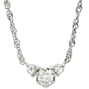 ネックレス ダイヤ ペンダント プラチナシルバー プラチナム 3P 3石 3粒 トリロジー 【中古】中古美品