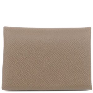 エルメス HERMES カードケース カルヴィ デュオ ヴォーエプソン エトゥープ シルバー金具 新品 未使用 茶 フラグメントケース W刻印(2024年製) 【箱】 【中古】